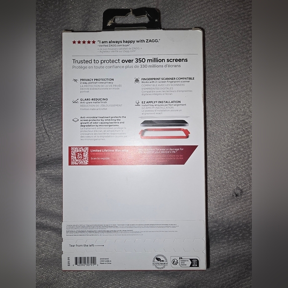 Zagg Invisible Shield Galaxy S24 Ultra Privacy Screen Protector - Picture 2 of 7